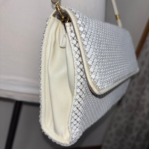 WHITING & DAVIS White Metal Mesh Shoulder Bag Purse Clutch 1980'S - Picture 5 of 15